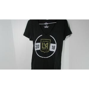 LOS ANGELES FC LAFC LA FC Black MAJESTIC MLS V-Neck Tee S T-SHIRT WOMENS S *NEW*